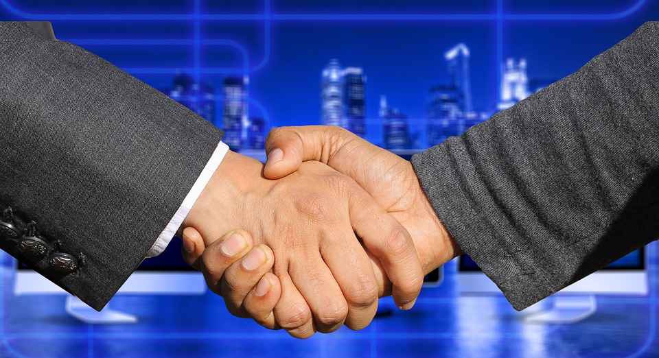 Hands, Shaking Hands, Company, Skyscrapers, Office