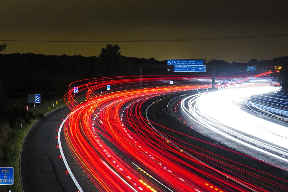 Traffic, Highway, Lights, Night, Road, Long Exposure